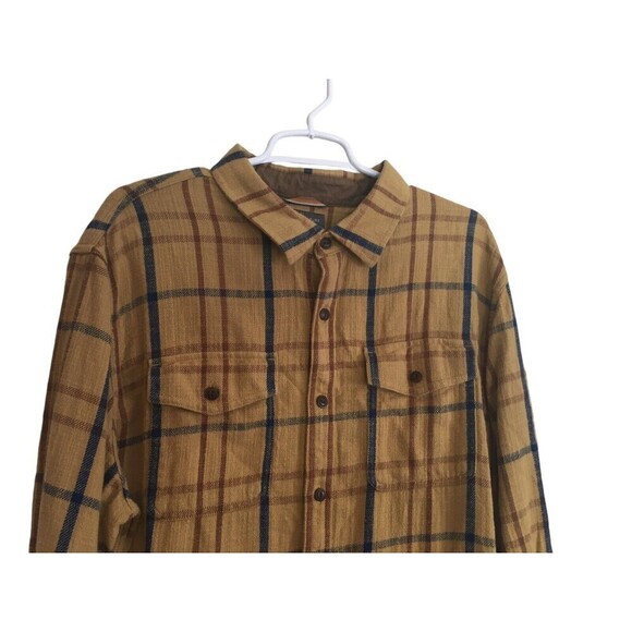 LL Bean Signature Shirt Men's Size XL Tan Plaid Slim Fit Button Up Cotton - Picture 3 of 6